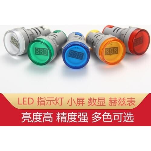 1PCS AD101-22Hz Circular digital tube digital display AC Hertz meter signal lamp LED highlight aperture 22mm AD16-22Hz