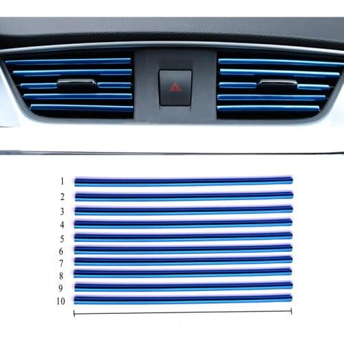 10Pcs/set Car Air Conditioner Outlet Decorative U Shape Moulding Trim Strips Accessories for Kia Rio K2 K3 K5 K4 Cerato,Soul