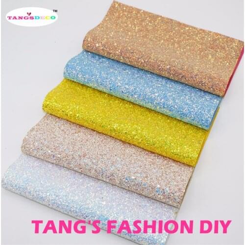 15pcs--20x22cm candy color CHUNKY GLITTER LEATHER/Synthetic leather can choose color