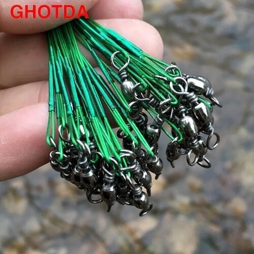 20 pcs/lot Fishing Leash Lure Fishhook Line Trace Wire Leader Swivel Snap