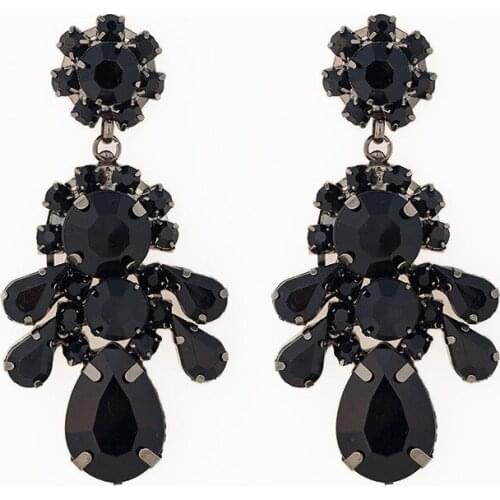 2021 Classic Black Drop Rhinestone Womens Pendant Earrings Hot Selling Crystal Earrings Party Gifts Wedding Jewelry
