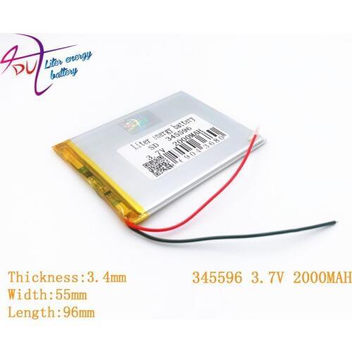 3.7V 345596 355595 2000MAH PLIB (polymer lithium ion / Li-ion battery ) for Smart watch,GPS,7 inch 8 inch ,cell phone,speaker