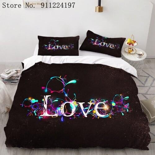 3D Romantic Love 3pcs Duvet Cover Fantasy Lover Quilt Cover Home Textile Comforter Bedding Set Single Double Queen King Size