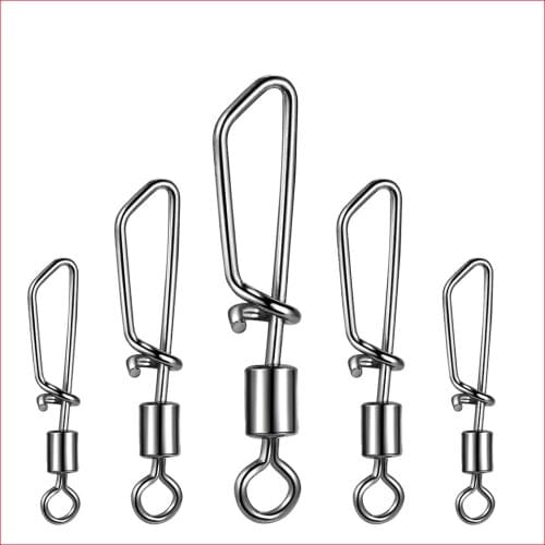 50pcs Swivels Interlock Snap Fishing Lure Tackles Gear Accessories Connector Copper Swivels Pin Bearing Rolling Solid Fish Tool