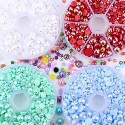 900pcs/box Half Round Flatback Pearls Resin Beads Craft Decorate Diy Clothing Pearls ABS Imitation For Jewelry Making DIY