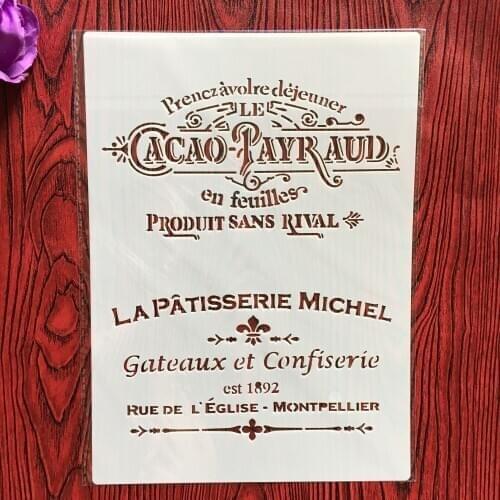 A4 29 * 21cm CACAO PAYR AUD DIY Stencils Wall Painting Scrapbook Coloring Embossing Album Decorative Paper Card Template