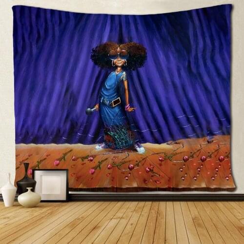 Afro Girls Singer African American Tapestries Hippie Art Wall Hanging for Bedroom Living Room Dorm