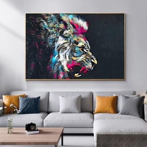 Watercolor Lion Canvas Art Paintings Modern Animals Wall Posters And Prints Lion Art Pictures For Living Room Cuadros Decoration