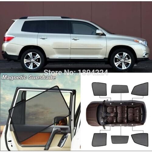 Car Full Side Windows Magnetic Sun Shade UV Protection Ray Blocking Mesh Visor For Toyota Highlander 2008-2014