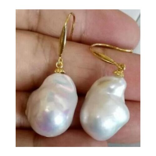 Free shipping noble jewelry Huge AAA South Sea White Baroque Pearl Earrings