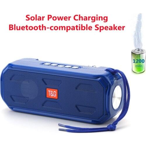Wireless Bluetooth-compatible Speaker Solar Power Charging Stereo Music Surround Subwoofer Portable Outdoor With Flashlight