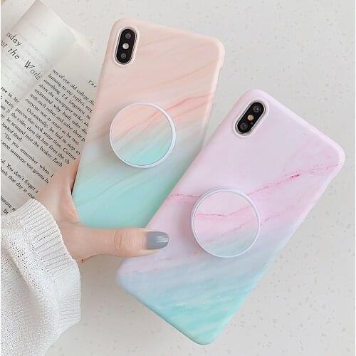 Case For iPhone 12 Pro 7 8 Plus 11 Pro XS MAX X Marble Phone Case for iPhone XR Phone Cases Gradient Soft Back Cover with Stand