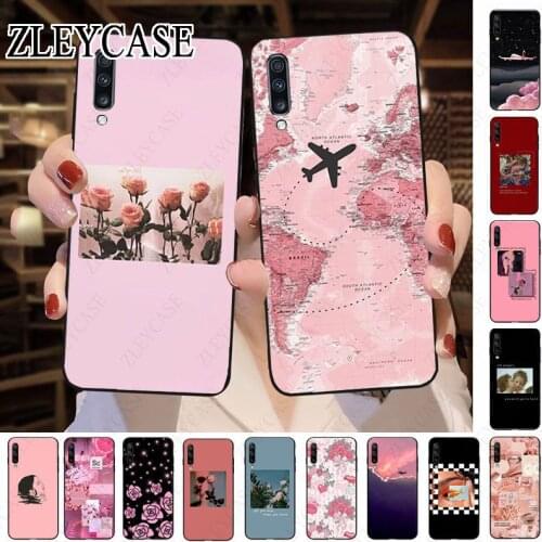 Pink Aesthetics Aesthetic plane Soft Phone Case For Samsung Galaxy A50 A10 A20 A20E A20S A30S A40 A51 A70 A30 A6 A8 Cover