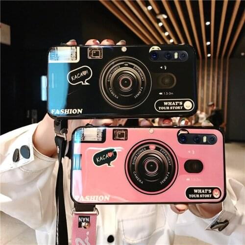 Camera Soft Silicone TPU Case for VIVO V7 Y79 Y69 Y17 Y3 V9 Y55 Y71 X23 X27 V11 V15 Z1 Pro V11i IQOO neo cases with Long Strap