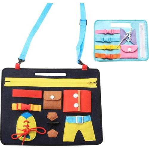 Baby Montessori Toys Busy Board Skills Training Felt Toys Early Education Cloth Board Wear Clothes Game Training Toys For Baby
