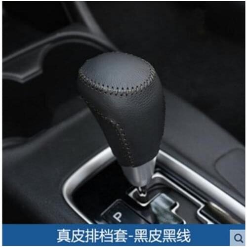 For MITSUBISHI outlander 2013-2019 Car styling Cubierta de cuero genuino de cambio de marcha EN cabeza del engranaje perilla del