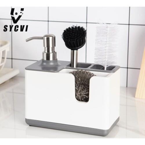 Liquid Soap Dispenser Kitchen Storage Shelf Bathroom Hand Washing Device Holder Multifunction Shelf Cleaning Accessories