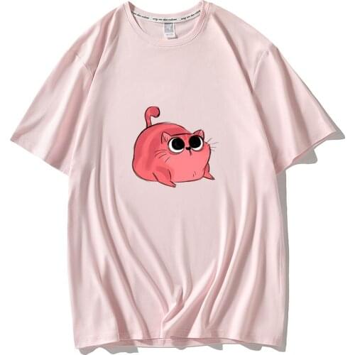 Cat Drawing T-shirts Grils Summer Women Section T-shirt Cartoon Harajuku T-shirt for Women White 2020 Leisure Fashion Women