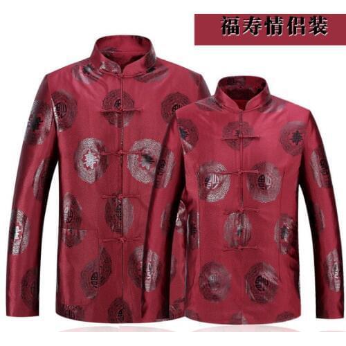Lovers women and men middle-aged Chinese tunic suit man jacket men blazer coats mens Tang suit Chinese style stand collar autumn