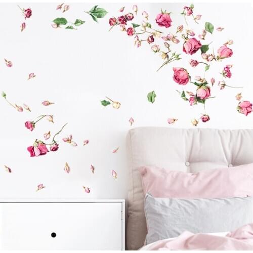 Beautiful Flying Roses Wall Sticker Art Decals bedroom Living room background decorations wallpaper home Mural Flowers stickers