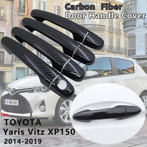 Carbon Fiber Door Handle Cover Catch Trim Car Cap styling Accessories for Toyota Yaris Vitz XP150 2014 2015 2016 2017 2018 2019