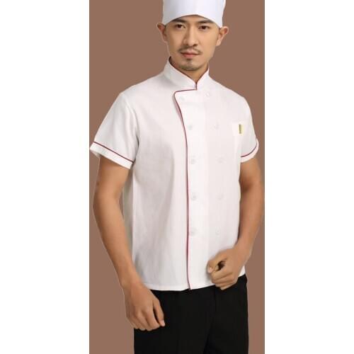 Summer Kitchen Chef Jacket Uniforms Short Sleeve Plus Size Cook Clothes Food Services Frock Coats Work Wear Free Shipping