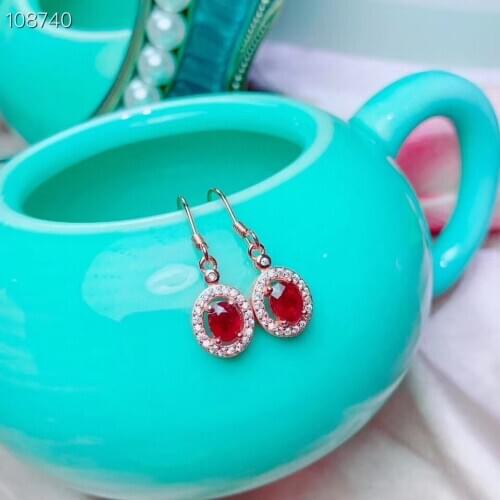 Best Gift Natural Real Ruby Earring Natural And Real 925 sterling silver Rubby Earring Fashion Ring