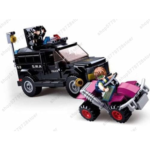 New SLuban Police Catch Thief Series 2 IN 1 Car Minifigures Building Block Educational Childrens Toy For Kid Boy Birthday Gift