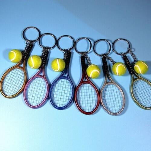 Fashion Mini Tennis Racket Pendant Keychain Keyring Key Chain Ring Finder Holer Accessories For Lovers Day Gifts