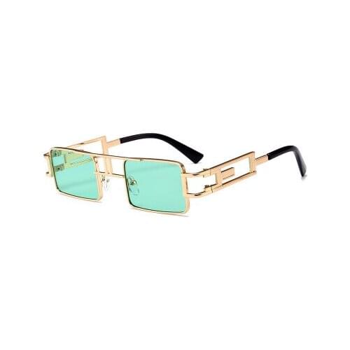 Fashion High End Metal Small Lens Vintage Square Punk Sunglasses Steampunk UV400 Women Glasses