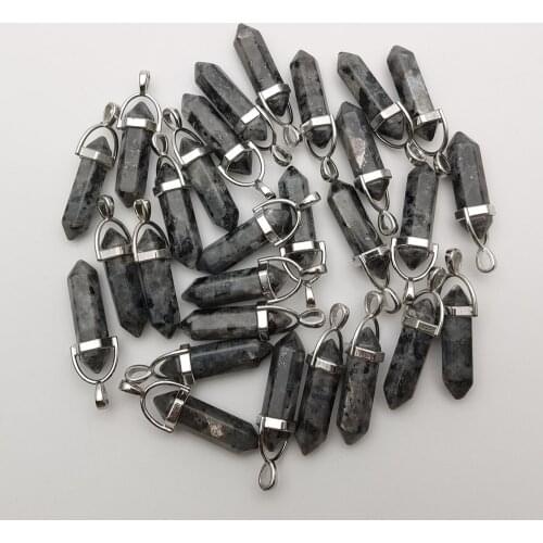 Fashion natural stone ShimmerStone pendulum crystal pillar pendant for jewelry making 24pcs/lot Charm accessories free shipping