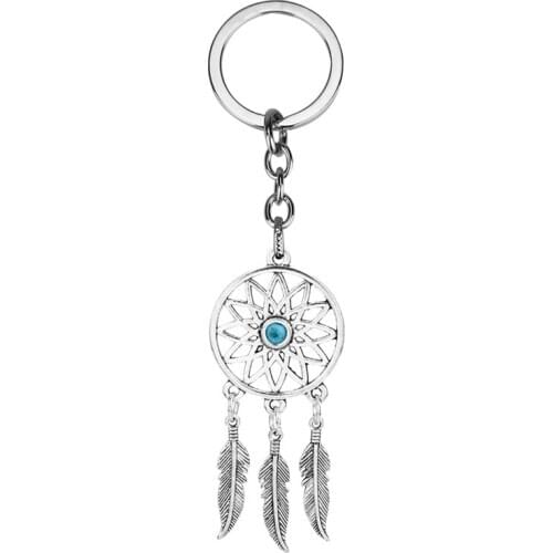 MQCHUN Ancient Dreamcatcher Keychain Leaf Feather Tassel Dream Catcher Key Chain Fashion Indians Jewelry Handmade Keyring