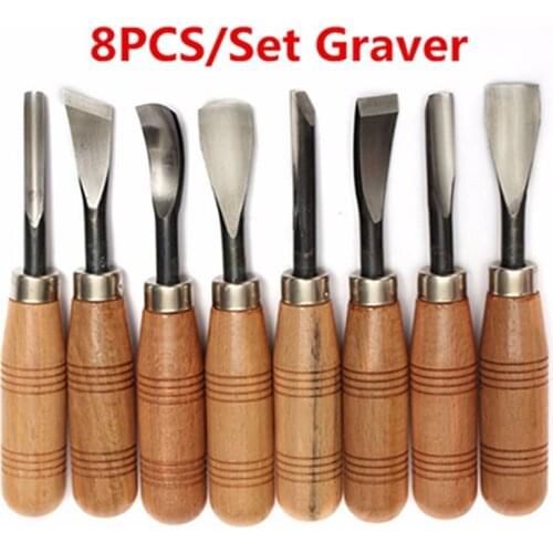 8Pcs/set Dry hand Wood Carving Tools Chip Detail Chisel set Knives tool
