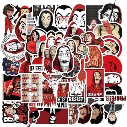 10/50pcs Set TV Show Money Heist La Casa De Papel Sticker Waterproof To DIY Moto Car Laptop PC Suitcase Cool Stickers
