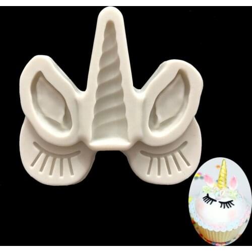 New Unicorn Chocolate Silicone Mold Turn Sugar West Point Mousse Plug In Ear Eye Horn Spot Wholesale Cake Mould Fondant Molds