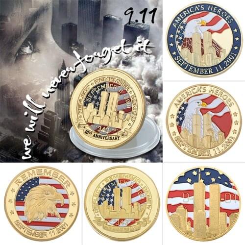 Wholesale New York City 9/11 Normal Gold Plated Coin U.S. September 11th United We Stand Challenge Coin For Collection