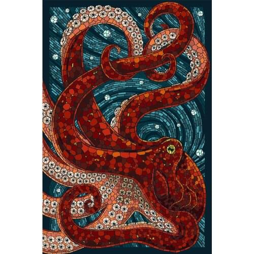 PDMDOG Full Square drill 5D DIY Diamond embroidery Octopus Animal Diamond Painting Cross Stitch Rhinestone Mosaic Decor Gift