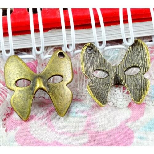 50 Pcs/Lot 19*19MM Zinc Alloy Mask Charms Antique Bronze Plated Metal Pendant For Jewelry Making Findings