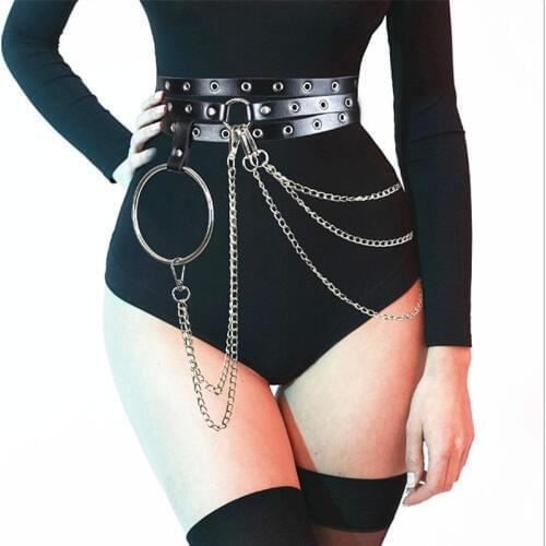 2019 Fashion Leather Ladies Strap Garter Women O-Ring Solid Metal Leisure Jeans Chain Buckle Designer Belts High Quality