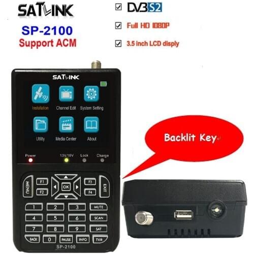 SATLINK SP-2100 HD acm Sat Finder DVB S/S2 ws6906 6916 MPEG-2/4 Digital Satellite Finder Meter 3.5 Inch LCD Screen
