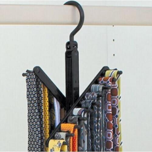 360 Degree Rotating Folding Rack 20 Tie Closet Organizer Neck Ties Necktie Belt Scarves Clothing Holder Hanger
