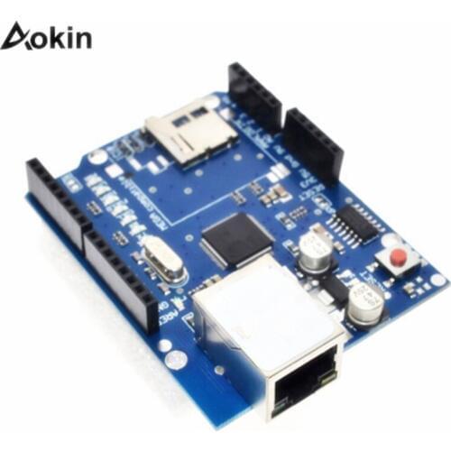 Aokin W5100 Web Server SD Card Network Shield Expansion Board Module For Arduino UNO R3 ATMega 328