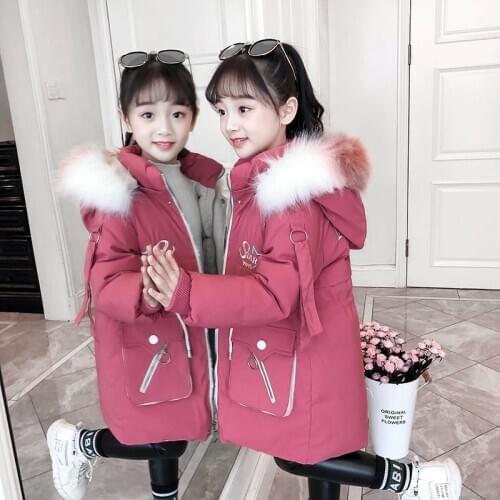 5-16T Girls Parkas Winter Coat 2020 New Fashion Big Fur Collar Hooded Warm Thick Padded Jackets Girls Cotton Jacket High Quality