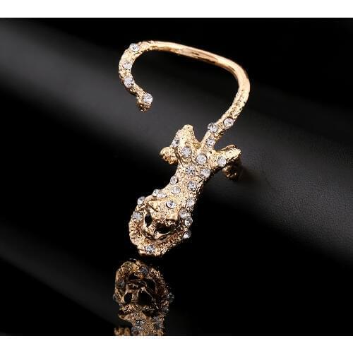ZLDYOU High Quality Crystal Leopard Modeling Left Ear Cuff Fashion Animal Full Zircon Earcuffs Punk Women Jewelry Clip Earrings
