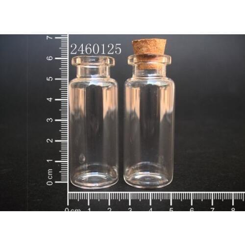 10pcs 15ml 24x60mm Small Clear Glass Bottle Vial Pendant With Cork and Hook For Wedding Holiday Decoration Christmas Gifts