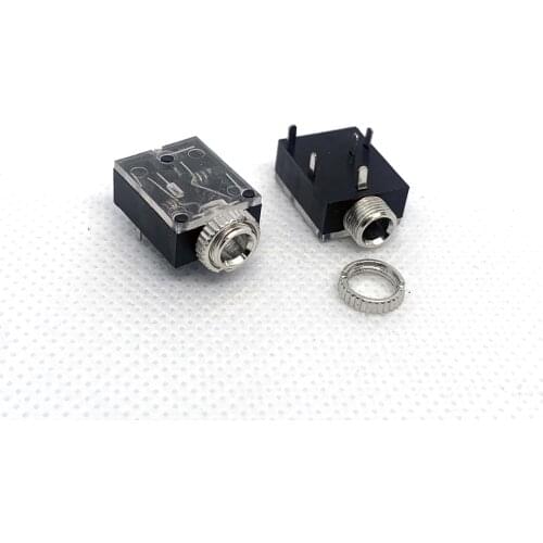 10pcs/lot 3.5mm Earphone PJ-324M Transparent Cover With nut Silver Plated Horizontal 5pin DIP Audio Interface/Earphone Socket