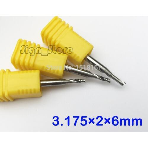 10pcs High-grade Single Blade Aluminium Cutting Single Flute CNC Router bits 3.175mmX2mmX6mm