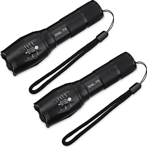 2PCS Powerful LED Flashlight Ultra Bright LED Tactical Flashlight With Adjustable Focus And 5 Light Modes Mini LED Flashlight