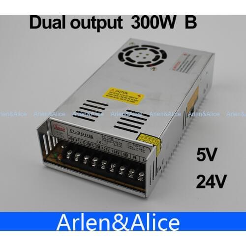 300W B Dual output 5V 24V Switching power supply AC to DC 25A DC 7A