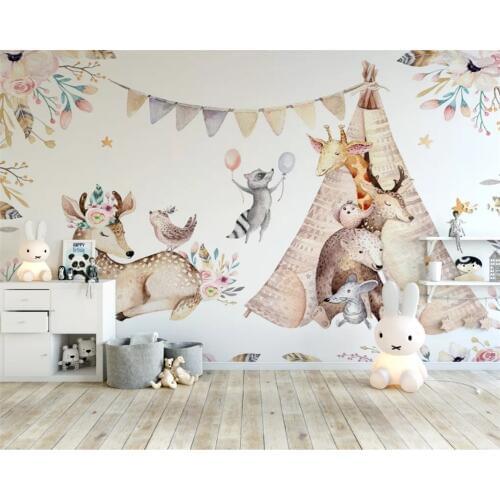 Beibehang Custom 3d wallpaper beautiful original forest animal childrens room background wall painting wall papers home decor